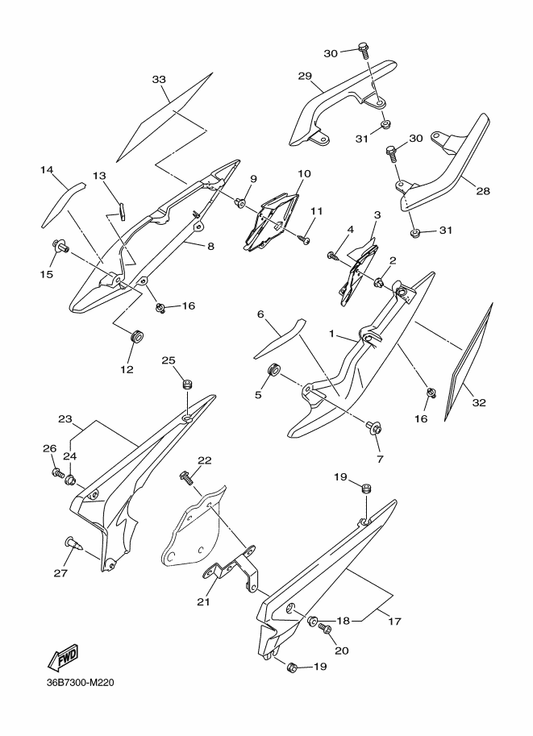 Yamaha 20S-21740-00 Side Cover Assy 4 — shown on the Side Cover parts diagram