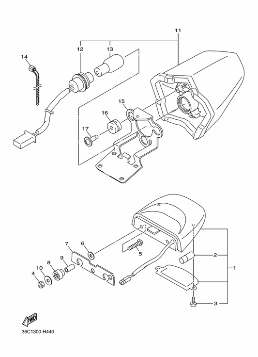 Yamaha 20S-84753-00 Damper — shown on the Taillight parts diagram