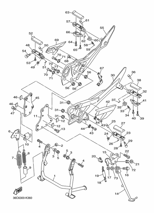 Yamaha 5RT-27431-00 . Footrest, Rear 1 — shown on the Stand & Footrest parts diagram