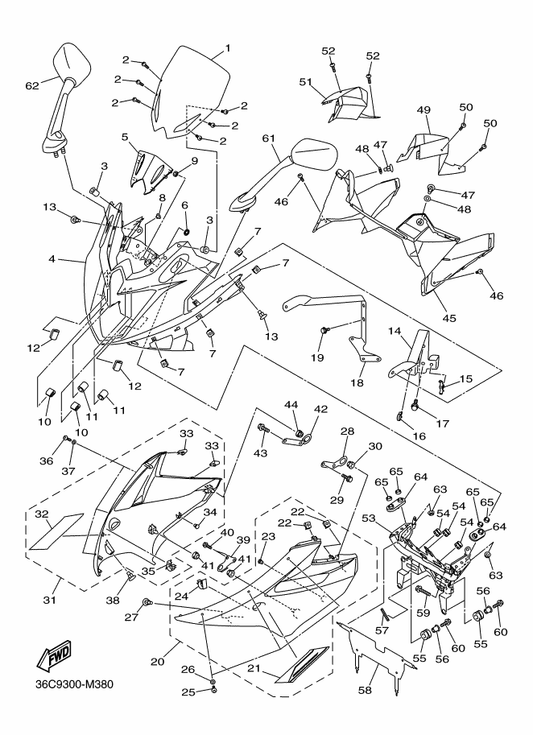 Yamaha 36C-28392-60 . Graphic 2 — shown on the Cowling parts diagram