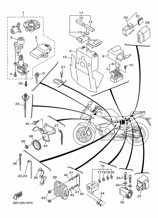 Yamaha 36D-W8250-00 Main Sw. Immobilizer Kit — shown on the Electrical 2 parts diagram