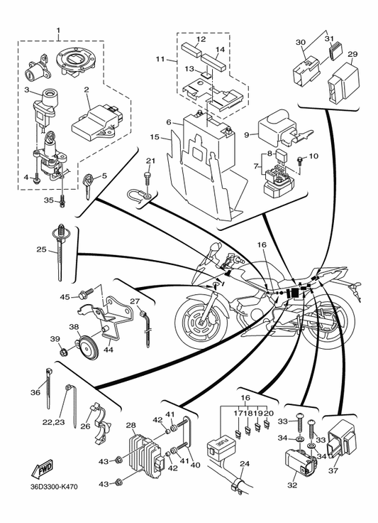 Yamaha 36D-82590-10 Wire Harness Assy — shown on the Electrical 2 parts diagram