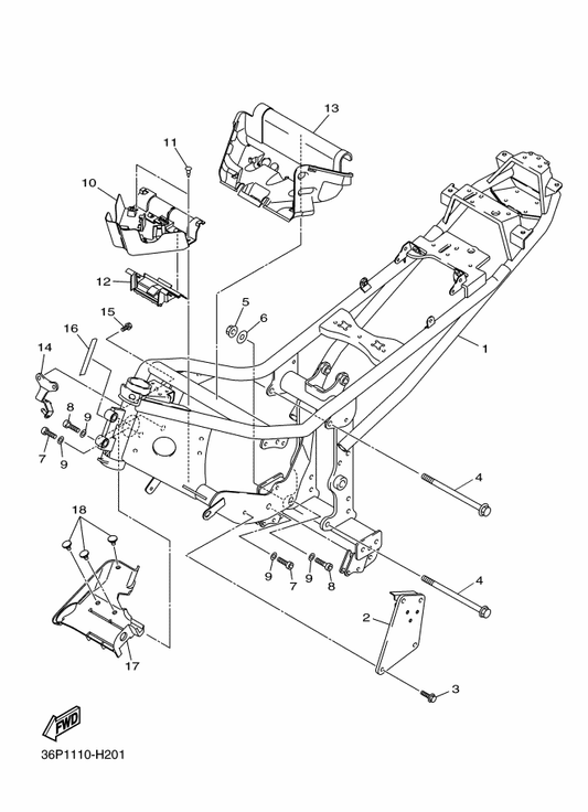 Yamaha 20S-2117R-00 Cover 4 — shown on the Frame parts diagram