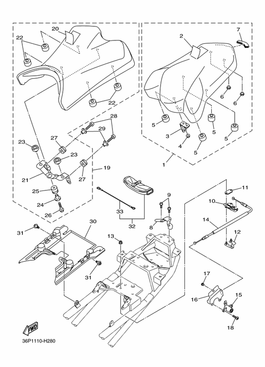 Yamaha 20S-28100-00 Tool Kit — shown on the Seat parts diagram