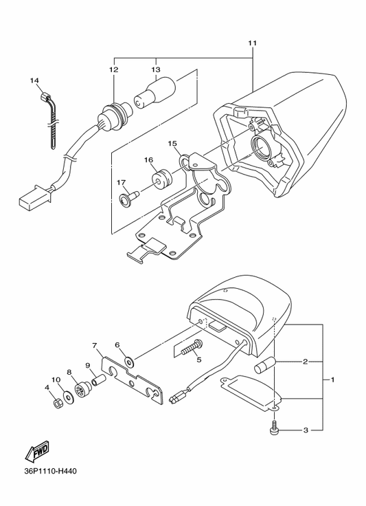 Yamaha 36P-84519-00 Bracket, Taillight — shown on the Taillight parts diagram