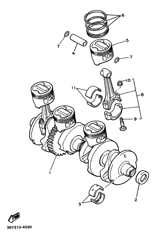 Yamaha 4PU-11603-00 Piston Ring Set (St — shown on the Crankshaft & Piston parts diagram