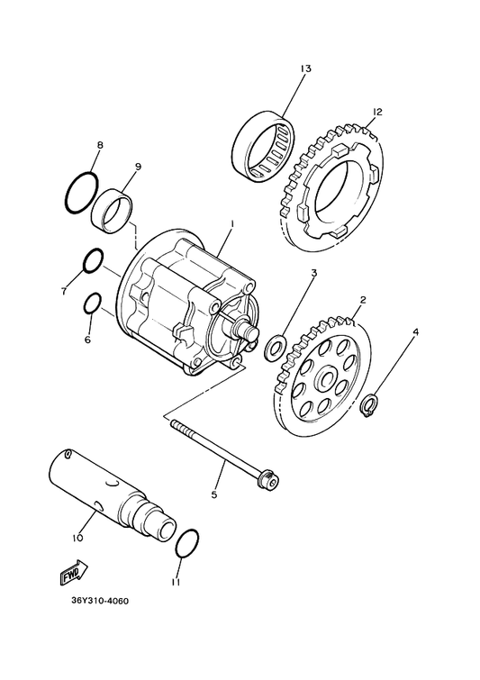 Yamaha 36Y-13324-00 Gear Pump Drive — shown on the オイルポンプ parts diagram