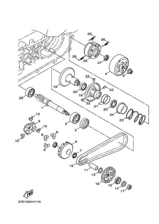 Yamaha 5CA-E6111-01 Gear, Primary Drive — shown on the Clutch parts diagram