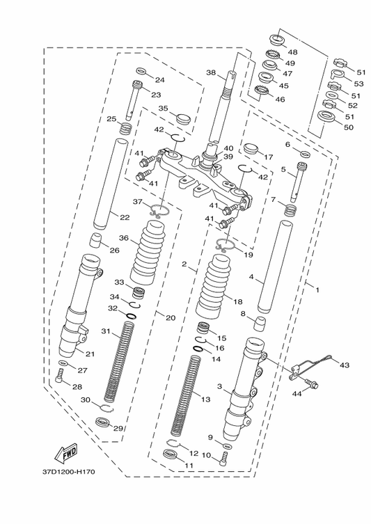 Yamaha 5S9-F3110-00 . . Inner Tube Comp.1 — shown on the Front Fork parts diagram