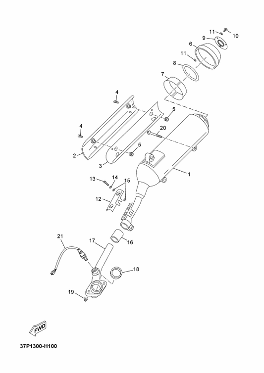Yamaha 37P-E4710-01 Muffler Assy 1 — shown on the Exhaust parts diagram