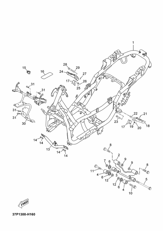 Yamaha 90105-10056 Bolt, Flange — shown on the Frame parts diagram