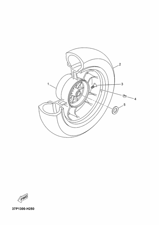 Yamaha 1B9-F5338-00 Cast Wheel, Rear — shown on the Rear Wheel parts diagram