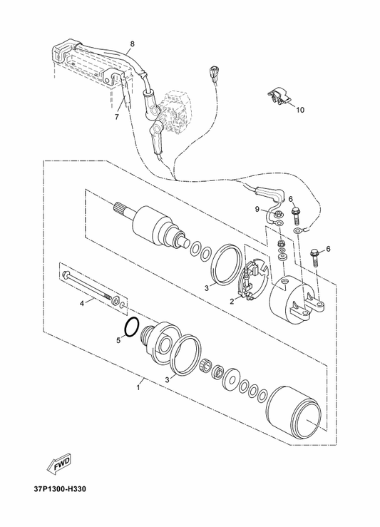 Yamaha 1C0-H1826-00 . Bolt — shown on the Starting Motor parts diagram