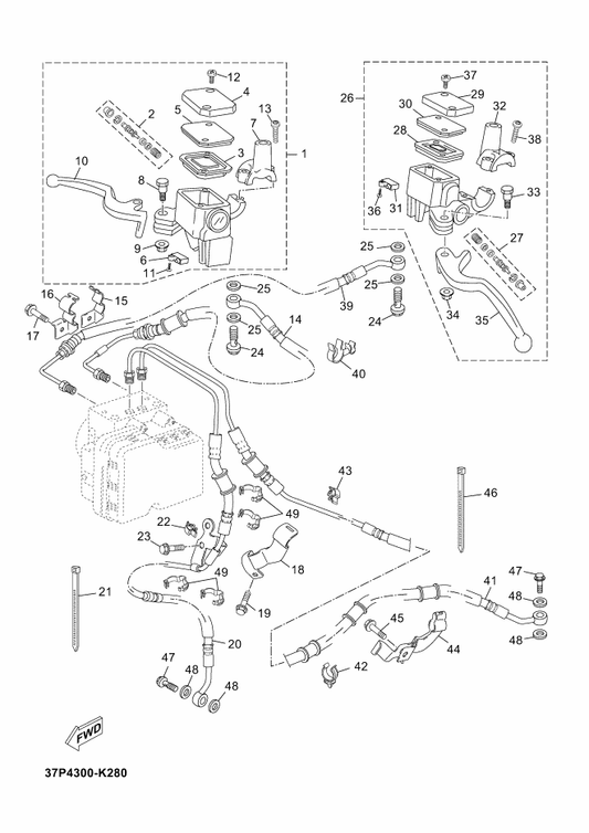 Yamaha 37P-F583T-20 Master Cylinder Assy — shown on the Front Master Cylinder parts diagram