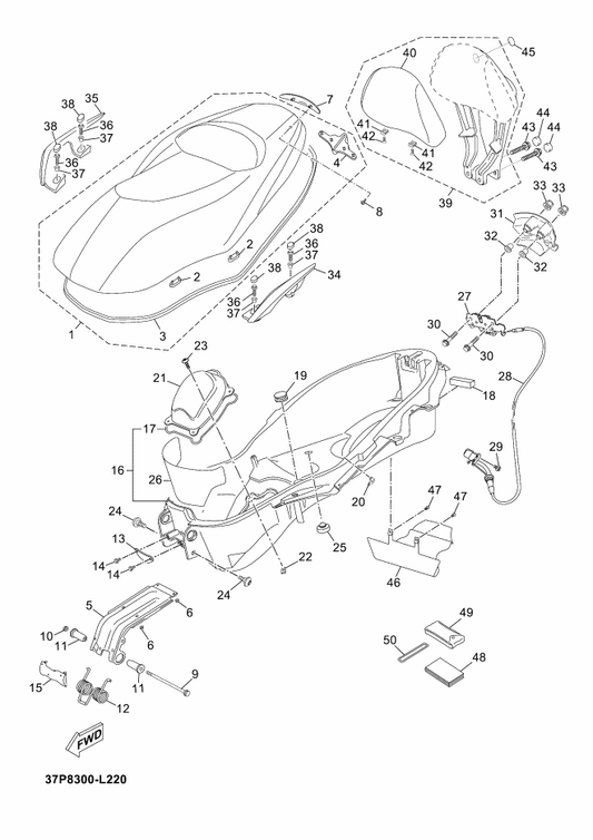 Yamaha 1B9-F475M-01 . Seal — shown on the Seat parts diagram