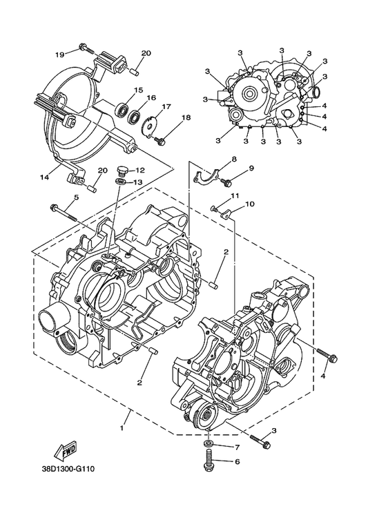 Yamaha 1NS-15100-09 Crankcase Assy — shown on the Crankcase parts diagram