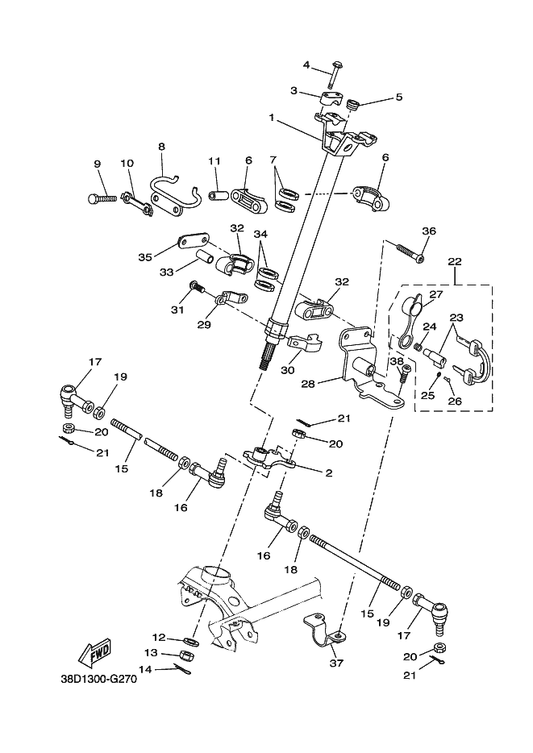 Yamaha 37S-23841-00 Joint, Universal 1 — shown on the Steering parts diagram