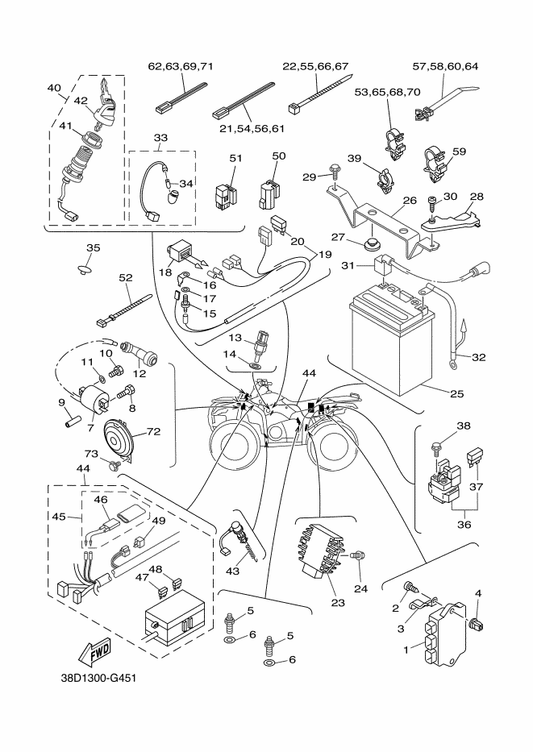 Yamaha 4KB-83530-31 Pilot Light Assy — shown on the Electrical 1 parts diagram