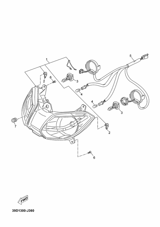 Yamaha 37P-F8187-00 Grommet — shown on the Headlight parts diagram