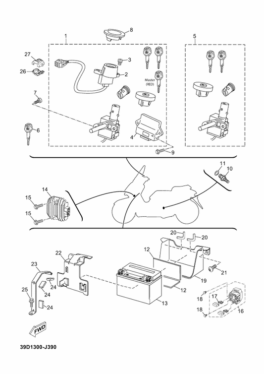 Yamaha 37P-8591A-00 . Engine Control Unit Assy — shown on the Electrical 1 parts diagram