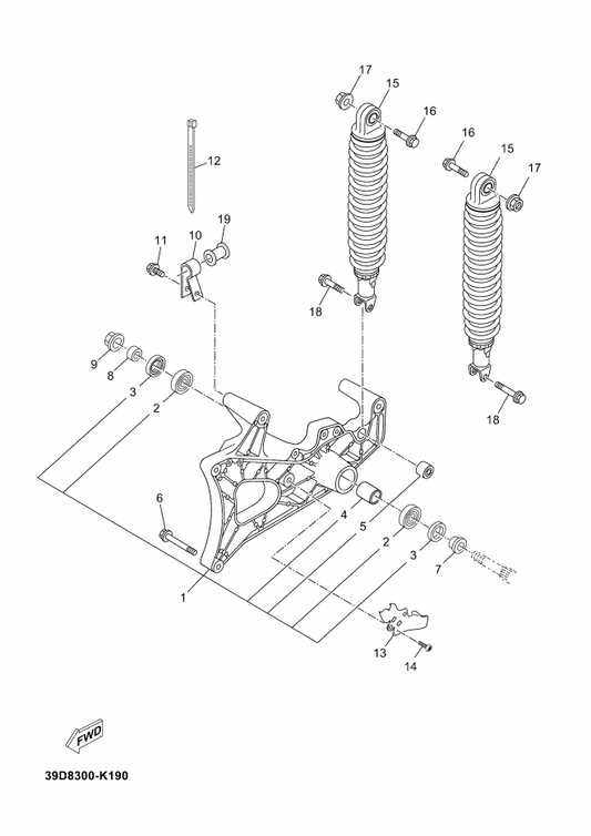 Yamaha 9581L-08070 Bolt, Flange — shown on the Rear Arm & Suspension parts diagram