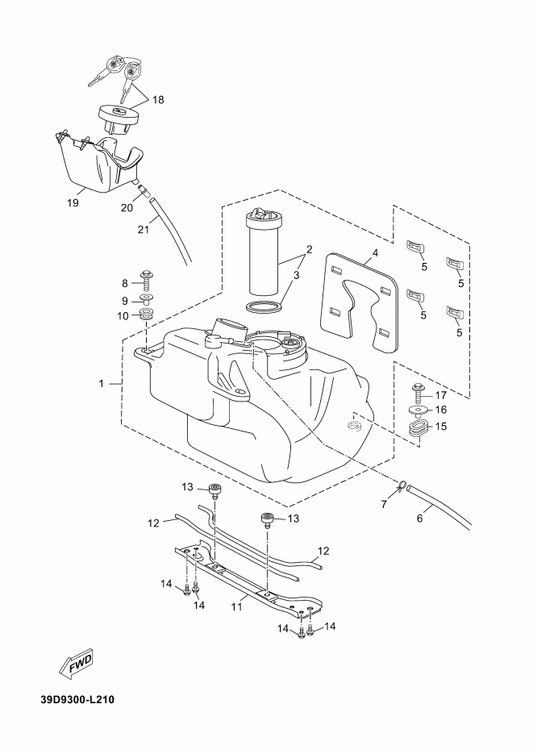 Yamaha 5D7-H5753-00 . . Gasket, Sender Unit — shown on the Fuel Tank parts diagram