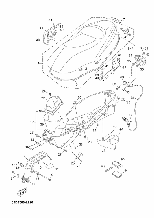 Yamaha 37P-F4730-03 Double Seat Assy — shown on the Seat parts diagram