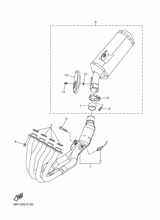 Yamaha 39P-14710-10 Muffler Assy 1 — shown on the Exhaust parts diagram