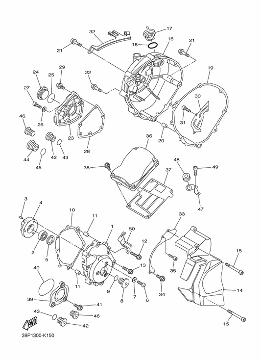 Yamaha 90110-06388 Bolt, Hexagon Socket Head — shown on the Crankcase Cover 1 parts diagram