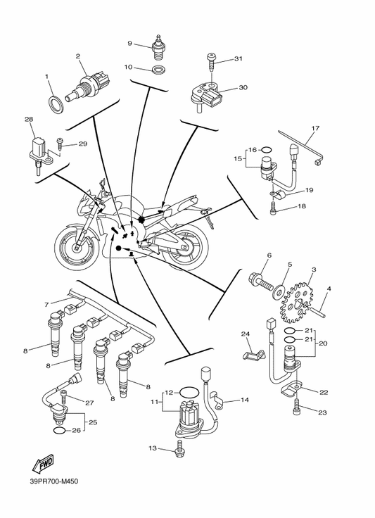 Yamaha 39P-82310-10 Ignition Coil Assy — shown on the Electrical 1 parts diagram