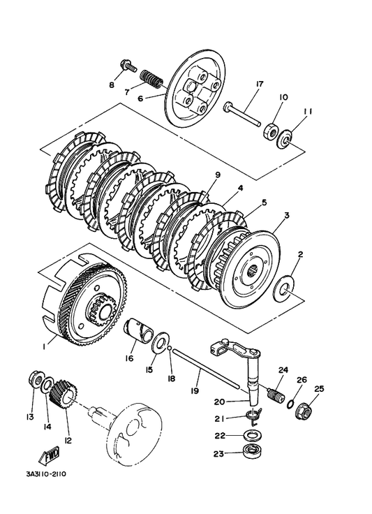 Yamaha 90201-17558 Washer, Plate — shown on the Clutch parts diagram