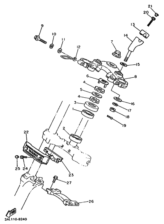 Yamaha 92907-12200 Washer — shown on the Steering parts diagram