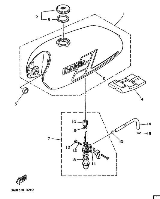 Yamaha 122-24612-01 . Gasket, Cap — shown on the Fuel Tank parts diagram