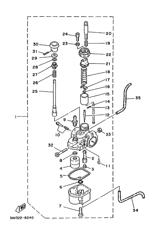 Yamaha 12G-14106-00 . Cable Adjust Screw Set — shown on the Carburetor parts diagram