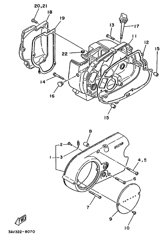 Yamaha 3AV-15463-00 Gasket, Carburetor Cover 2 — shown on the Crankcase Cover 1 parts diagram