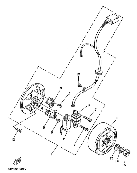 Yamaha 2A6-81321-20 . Contact Breaker Assy — shown on the Generator parts diagram