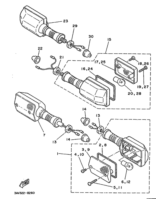 Yamaha 5Y1-83313-00 . Gasket, Flasher Lens — shown on the Flasher Light parts diagram
