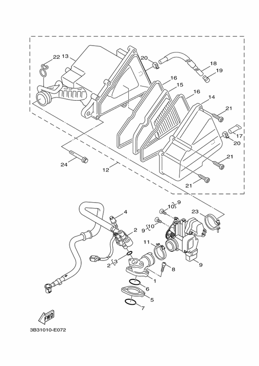 Yamaha 3B3-E4191-00 . Plug, Drain — shown on the Intake parts diagram