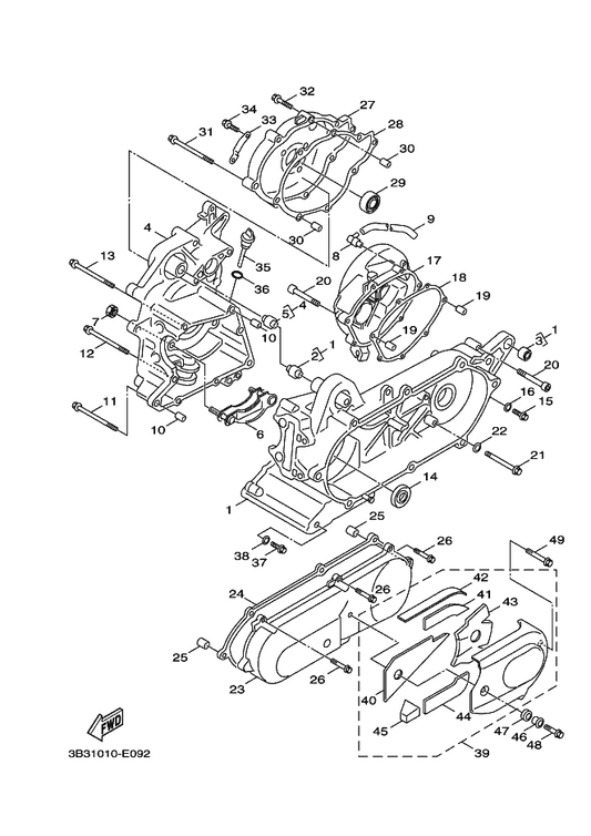 Yamaha 3B3-E5451-00 Gasket, Crankcase Cover 1 — shown on the Crankcase parts diagram