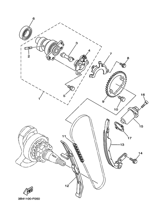Yamaha 2BG-12170-00 Camshaft Assy 1 — shown on the Camshaft & Chain parts diagram
