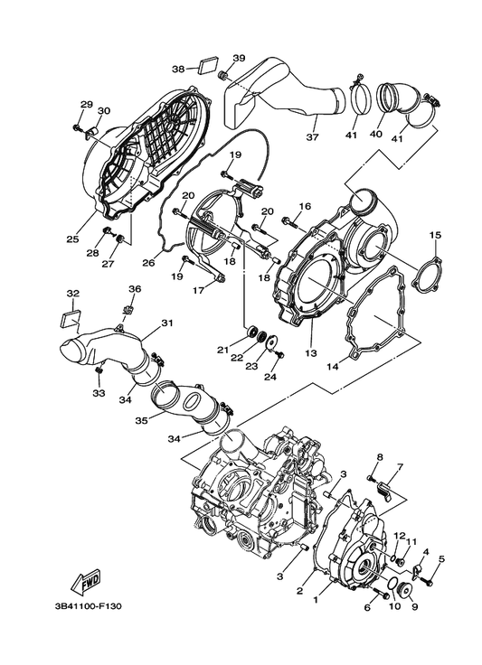 Yamaha 90462-08050 Clamp — shown on the Crankcase Cover 1 parts diagram