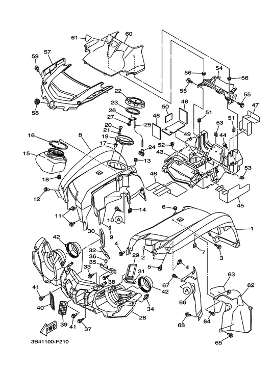 Yamaha 3B4-8233W-00 Insu. — shown on the Front Fender parts diagram