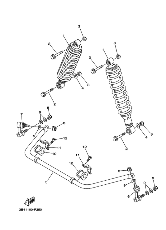 Yamaha 3B4-2386H-00 Cover, Stabilizer Front — shown on the Rear Suspension parts diagram