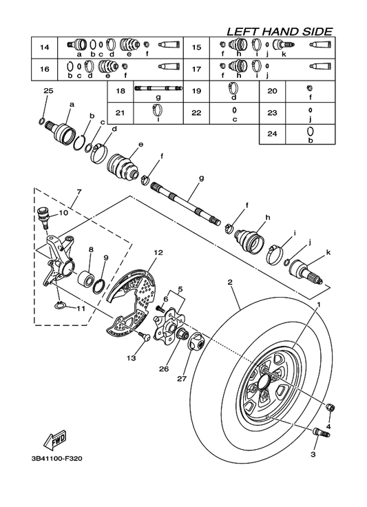 Yamaha 3B4-2510J-00 Double Off Set Joint — shown on the Front Wheel parts diagram