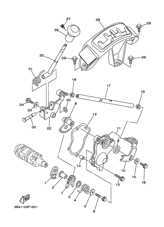 Yamaha 3B4-18190-01 Lever Comp. 1 — shown on the Shift Shaft parts diagram