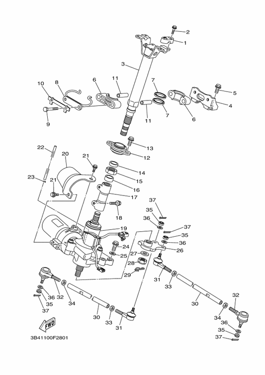 Yamaha 90170-10186 Nut — shown on the Steering parts diagram