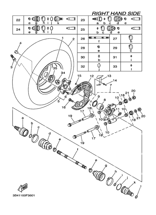 Yamaha 3B4-2532F-00 Rear Knuckle Assy.,2 — shown on the Rear Wheel 2 parts diagram