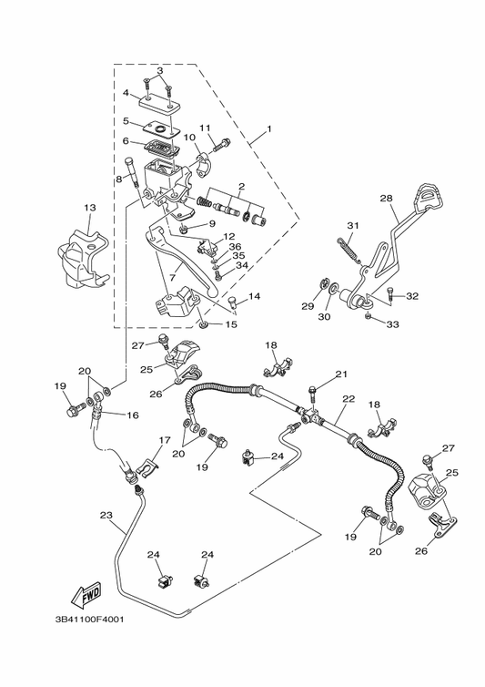 Yamaha 90506-16318 Spring, Tension — shown on the Rear Master Cylinder parts diagram