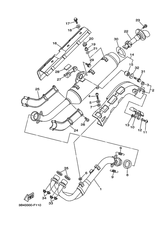 Yamaha 90201-080E4 Washer, Plate — shown on the Exhaust parts diagram