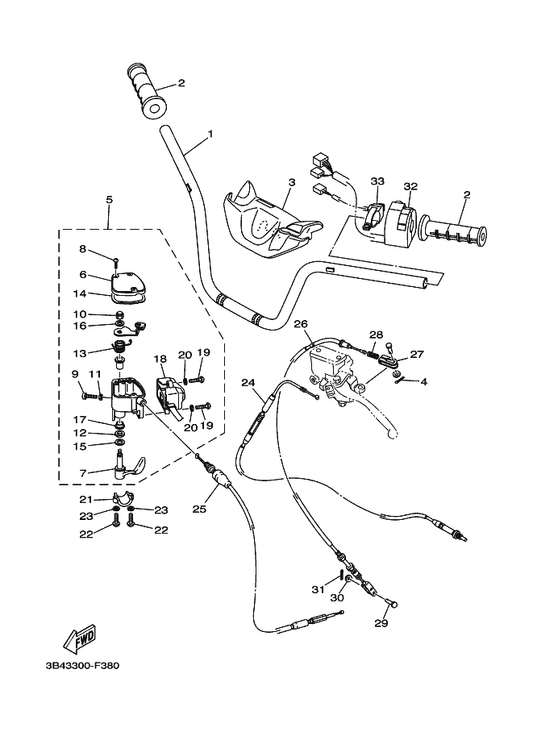 Yamaha 3B4-83972-00 Switch, Handle 4 — shown on the Steering Handle & Cable parts diagram